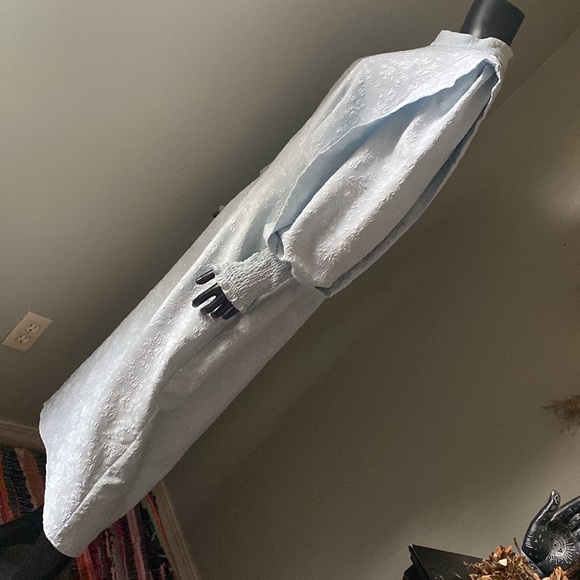 Beautiful Elegant Light Blue Floral Pioneer Patterned Long Sleeve Dress - Picture 7 of 17